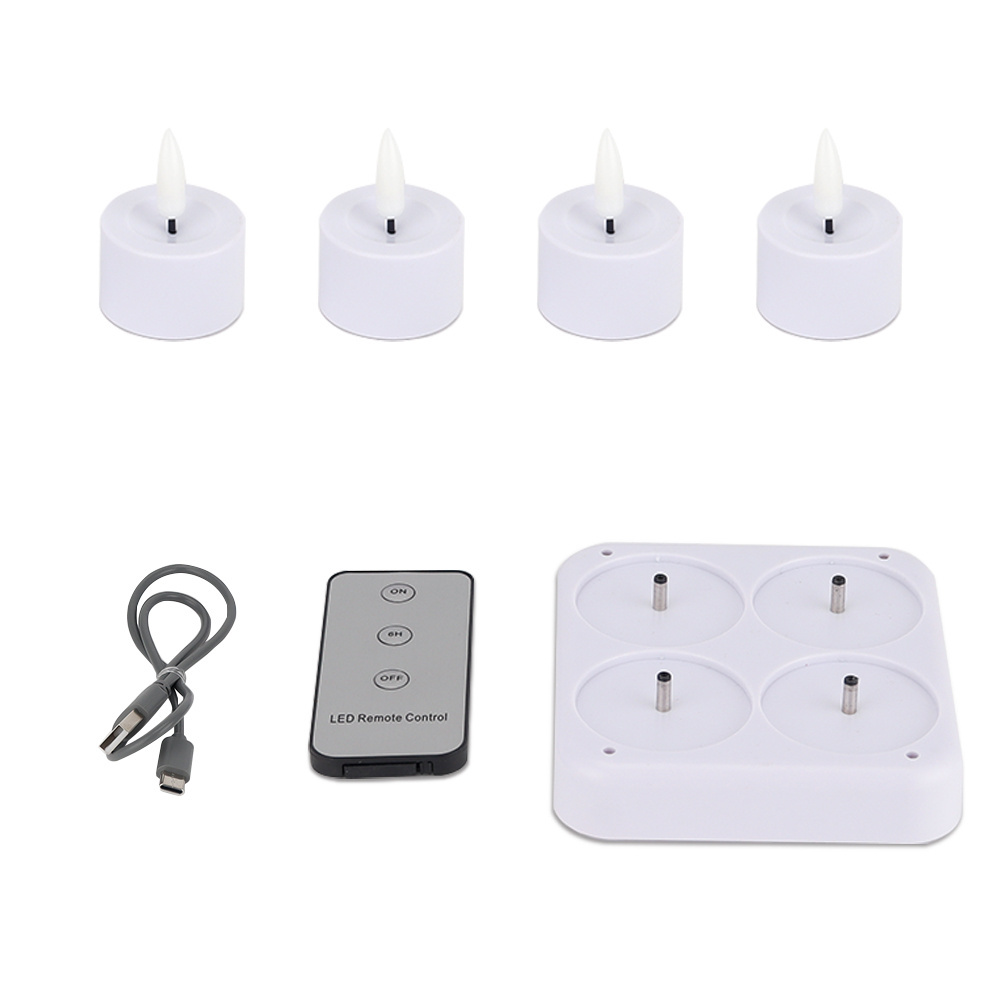 Rechargeable Cool White Electric LED Tea Light Safe Energy Saving LED Candle Lights Window Flameless Electric Candles