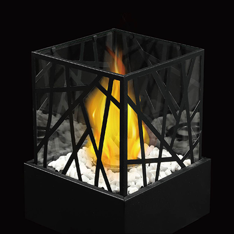 MINI Personal Table Top Fire Pit Portable Fire Bowl Black Bio Ethanol Burner Round Real Flame Indoor Home Warm for Cold Winter