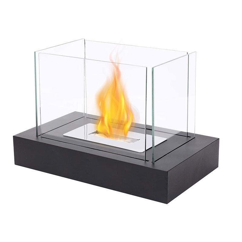 RTS US Free Shipping Hot Selling Square Bio Ethanol Fireplace Glass Insert Portable Small Bio Ethanol Coffee Table Top Fire Pits