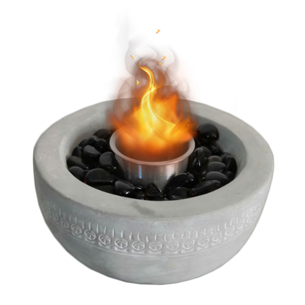 Personal Tabletop Fire Pit Portable Rubbing Alcohol Fire Pit Bowl Clean Burning Personal Concrete Stone Fireplace for Indoor