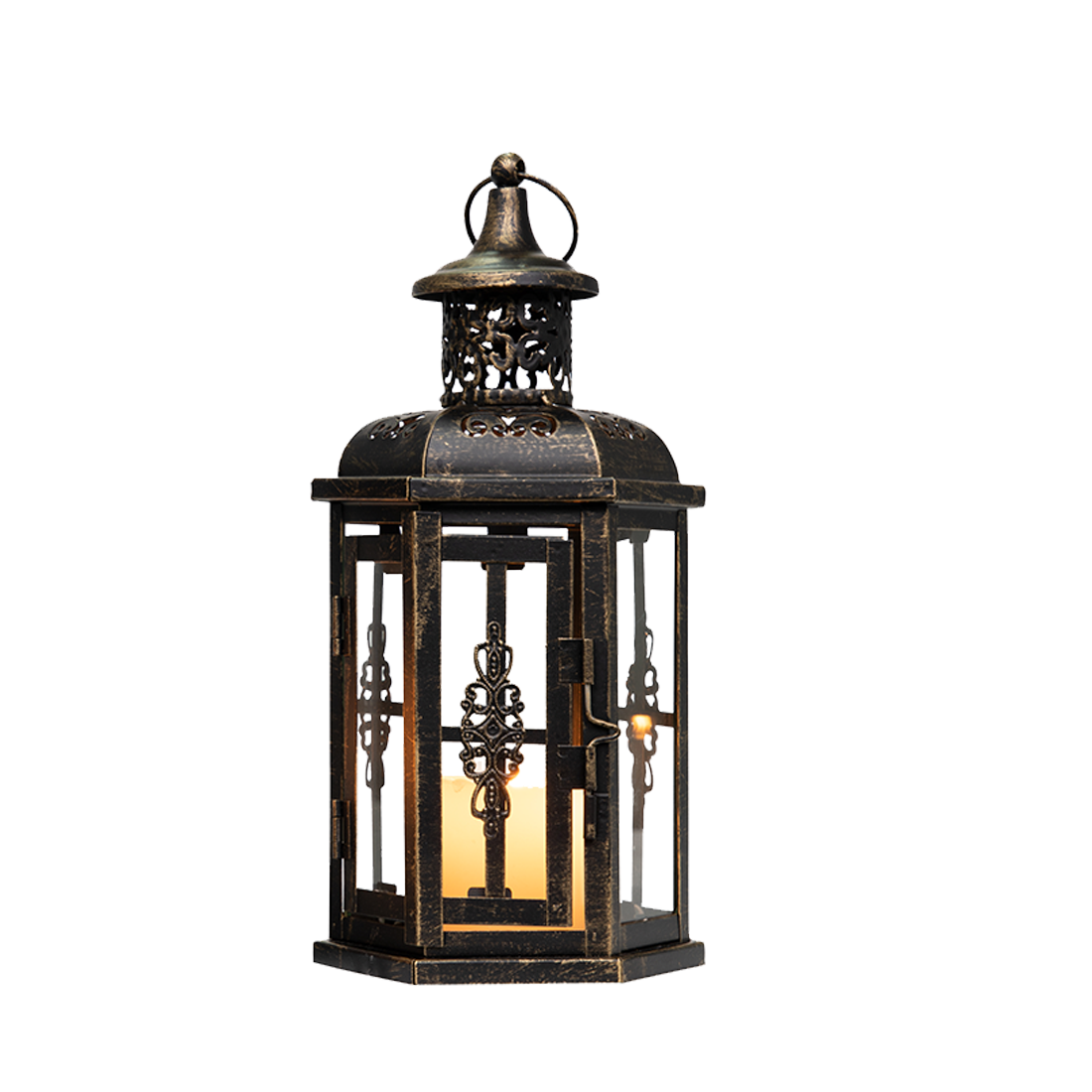 Black Metal Candle Holder Lantern Decorative Hanging Lantern for Candles Great for Indoor Outdoor Party Halloween Decor