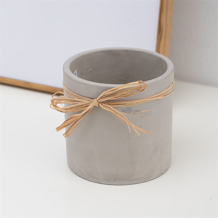 Manufacturer wholesale matte cement candle jars holder cylinder clay gray unique custom concrete candle jar