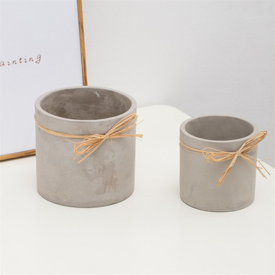 Manufacturer wholesale matte cement candle jars holder cylinder clay gray unique custom concrete candle jar