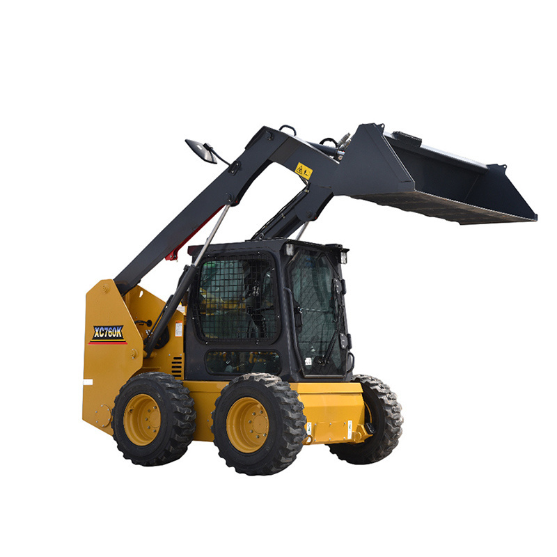 China 1 ton Mini Loader Skid Steer Cheap Price 1.1Ton 0.6M3 Bucket Wheel Loader XC760K with High Quality