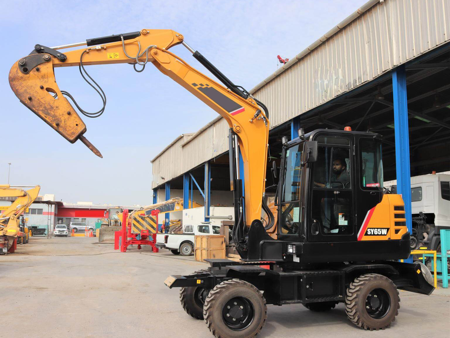 SY65W 6 Tons Fuel Savings Hydraulic Excavator of wheel Excavator of small Soil Digger