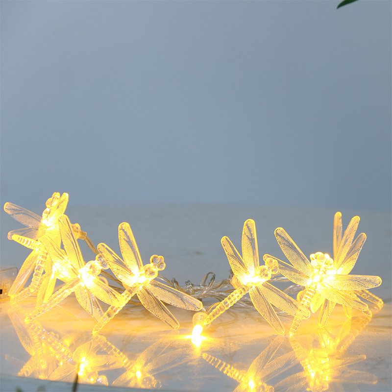 High quality 30L warm white outdoor decorative lighting dragonfly led solar string lights for decorations party lights