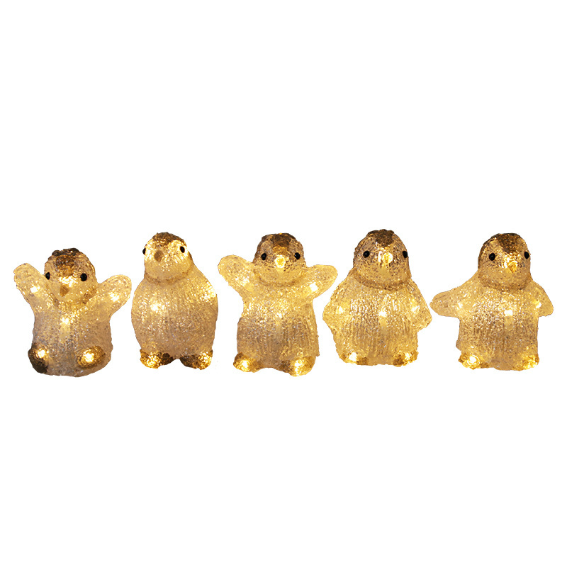 40L 5pcs a set warm white LED penguin figurines lights