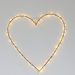 40CM 60 warm white LED lights metal heart shape wire wreath frame with lights for Christmas and home decoration