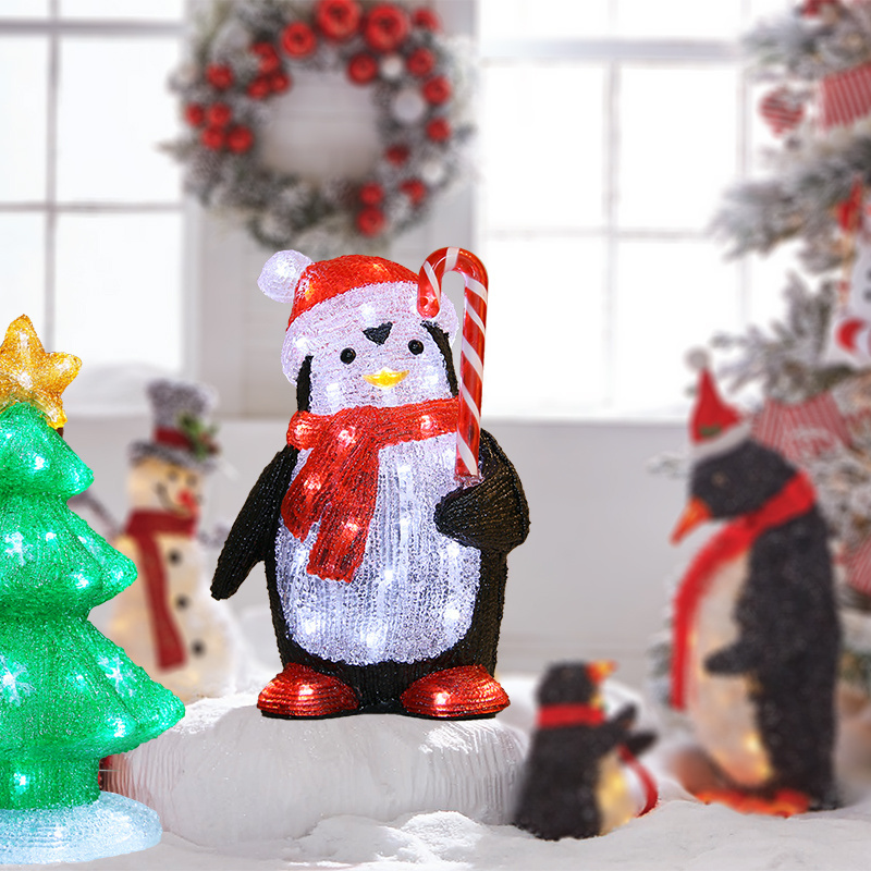 40L white LED light up christmas outdoor penguin decorations for home and garden decoration