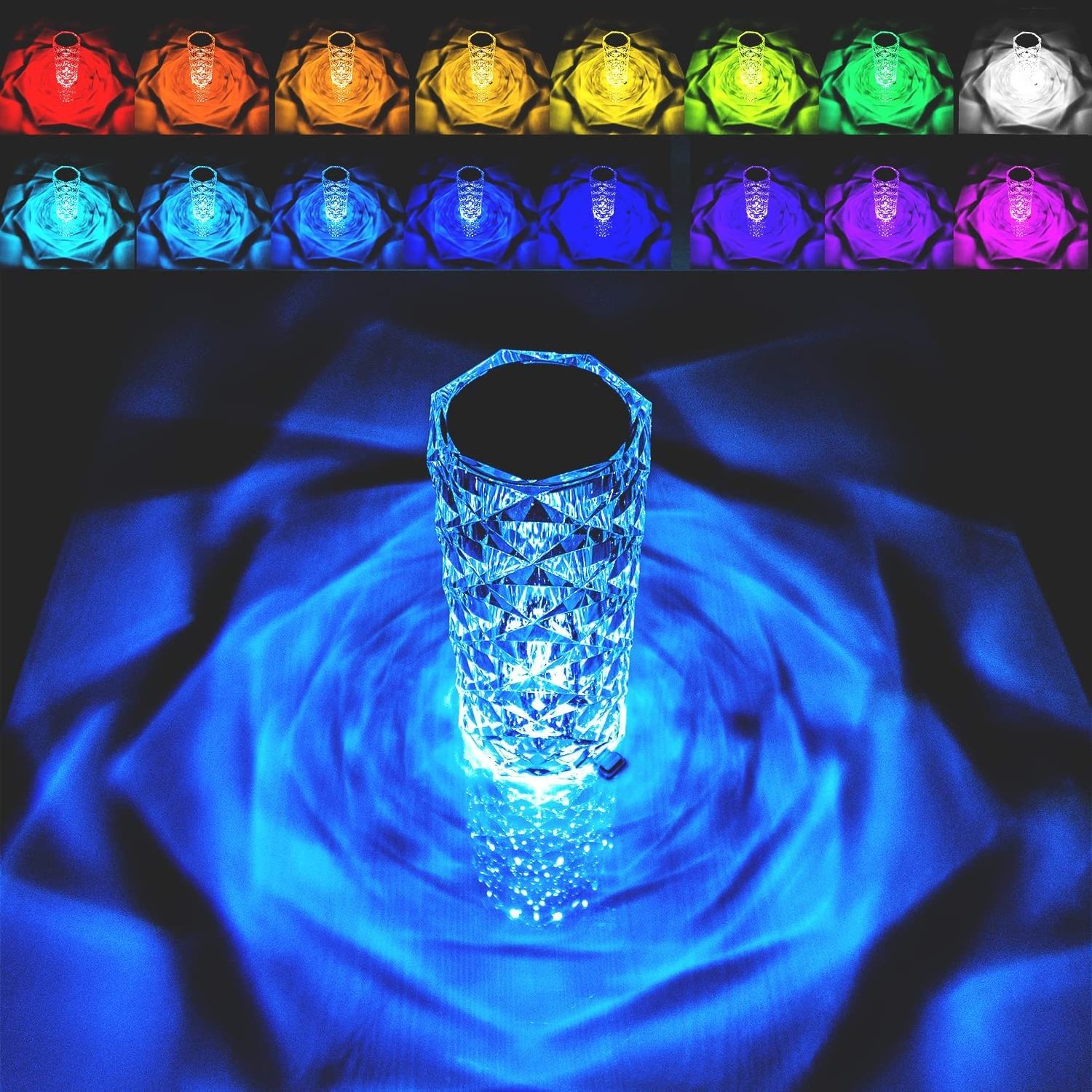 Crystal bar table lamp 3D Creative Visual rose Led diamond Night Light bedside touch control for decorating the desktop