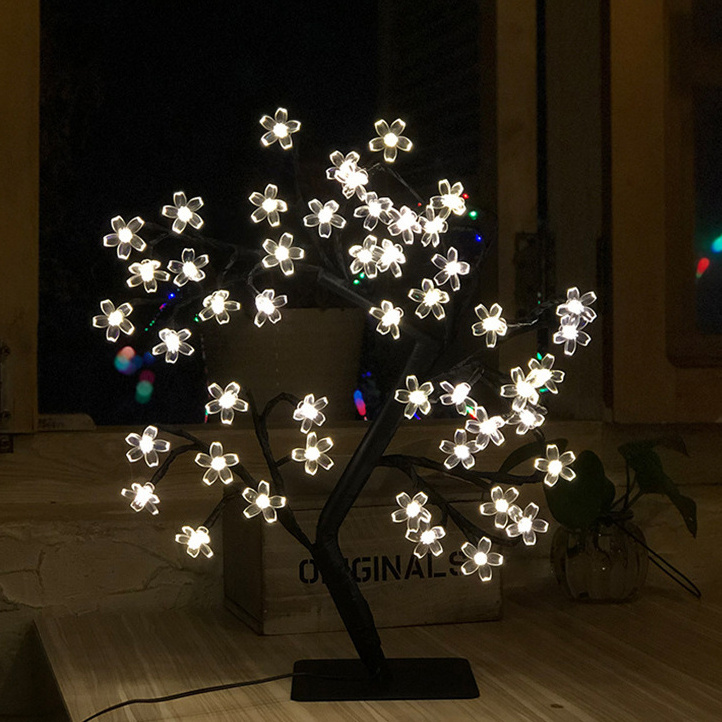 Kanlong Indoor H45Cm Warm White Lights Decorative Christmas Table Portable  USB Cherry Blossom LED Tree for Home Decor