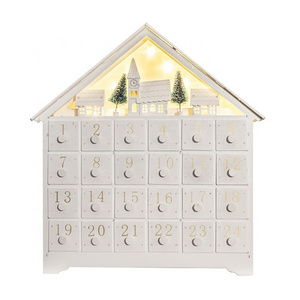 H14inch LED Christmas calendar  wood drawer crafts lights for valentine's gift and home decor