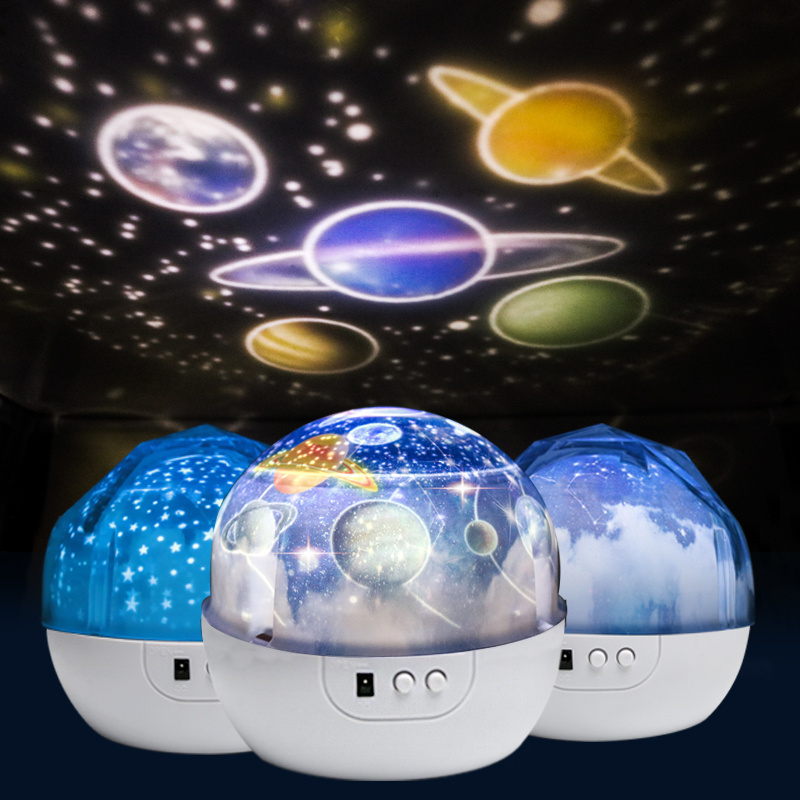 Starry Sky Rotating LED Night Light Children Bedroom Star Night Lights Moon Light Kids Gift Lamp