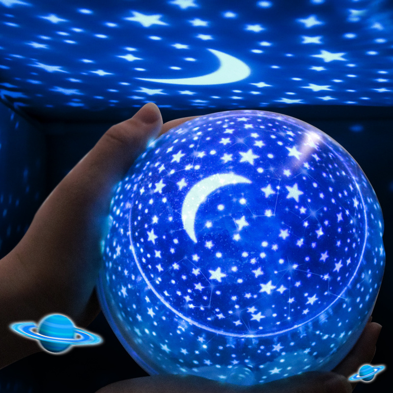 Starry Sky Rotating LED Night Light Children Bedroom Star Night Lights Moon Light Kids Gift Lamp