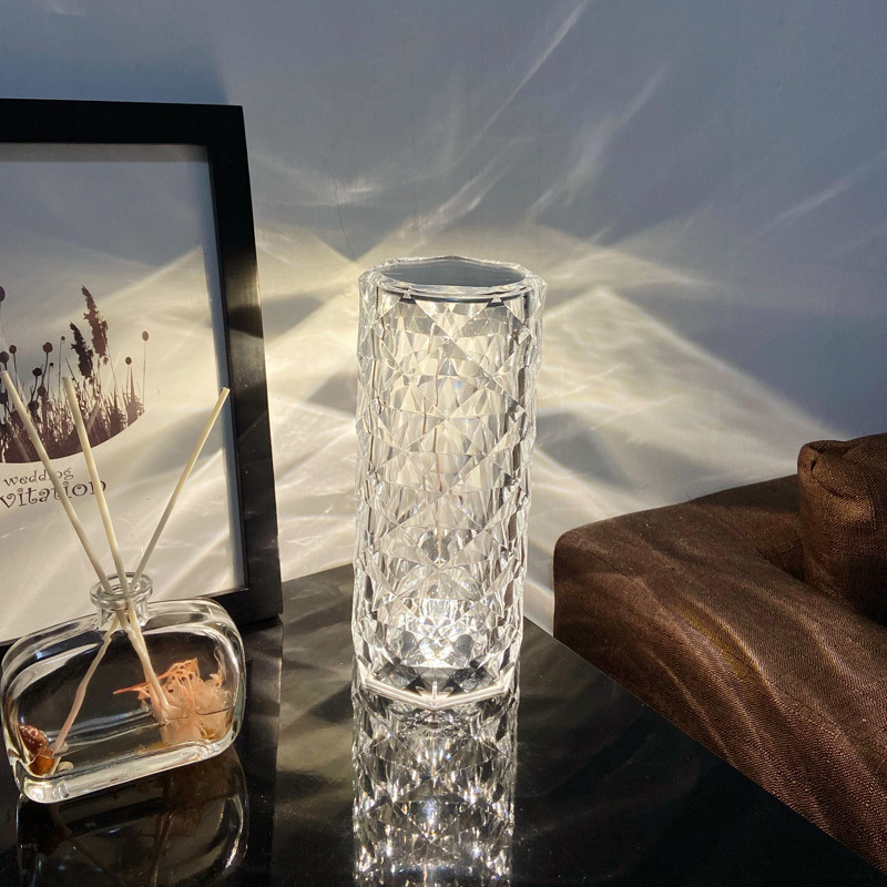 Crystal bar table lamp 3D Creative Visual rose Led diamond Night Light bedside touch control for decorating the desktop