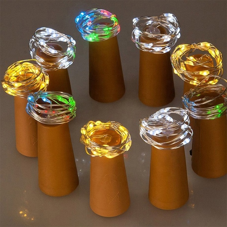 Battery operated wine Bottle stopper 20led Fairy Mini Led Copper Wire String Cork Light For Home Decor