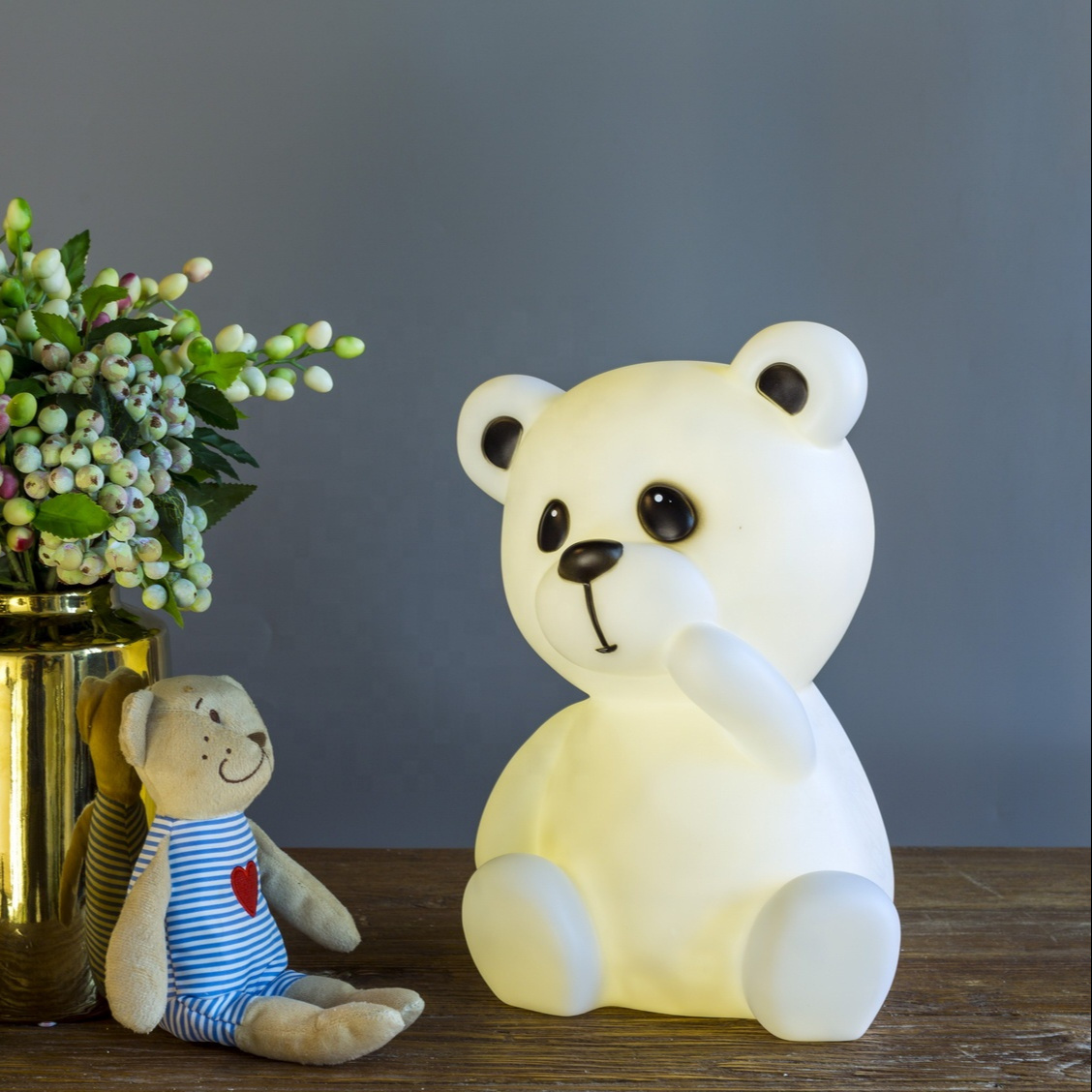 Kanlong Bear cub shaped Kids Bedside LED led Cute Animals shaped plant shaped table Night Lights