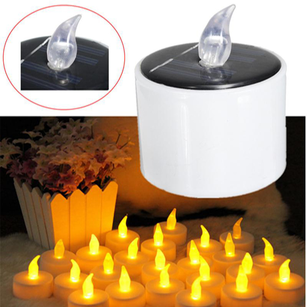 Realistic Bright Solar Recharge Flameless Tea Light Candles Led Christmas Candle Light