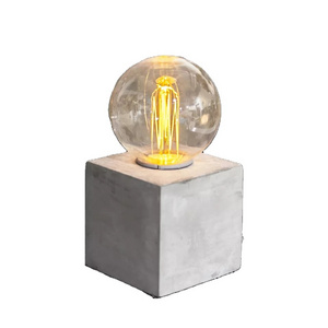 Kanlong 8.2*8.2*15.5CM portable cement base light up table lamp with G80 patent edison bulb for home decor