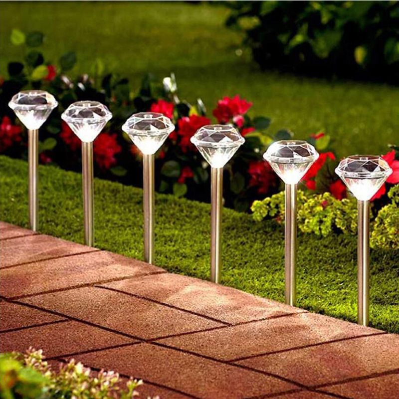 Newish Outdoor Waterproof Pathway Solar Landscape Crystal Shape LED Light