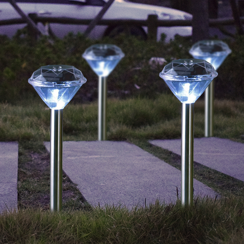 Newish Outdoor Waterproof Pathway Solar Landscape Crystal Shape LED Light