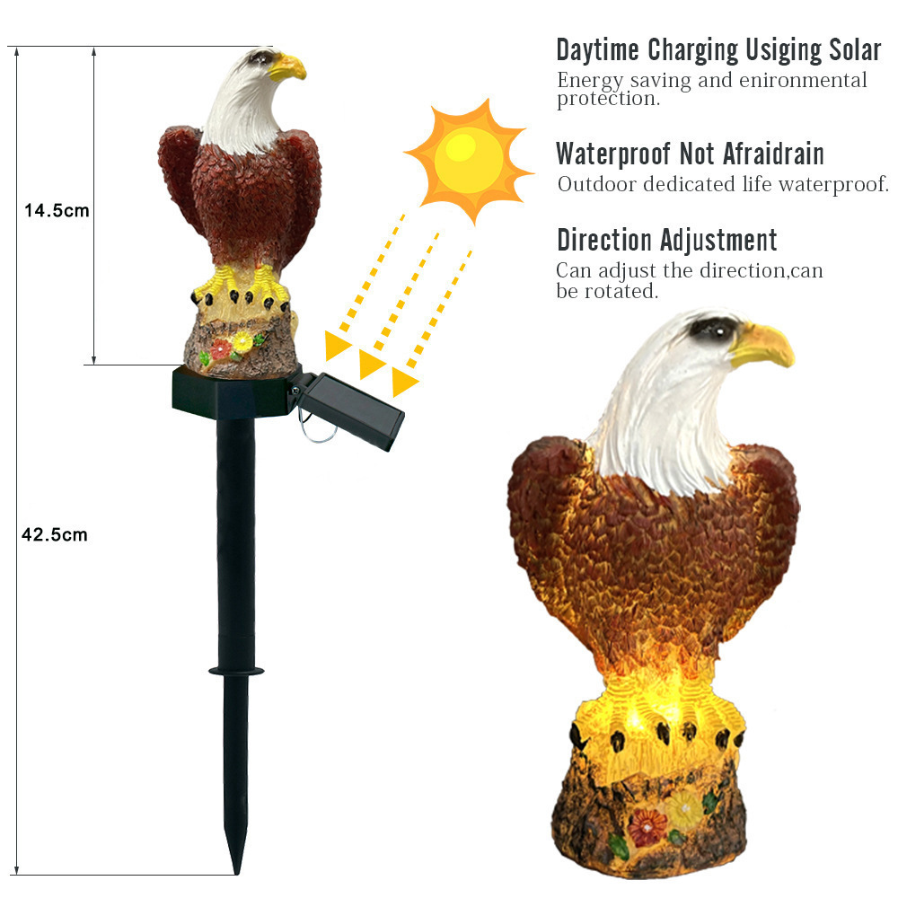 Newish Outdoor Pathway Solar Resin Landscape LED Lawn Eagle Light