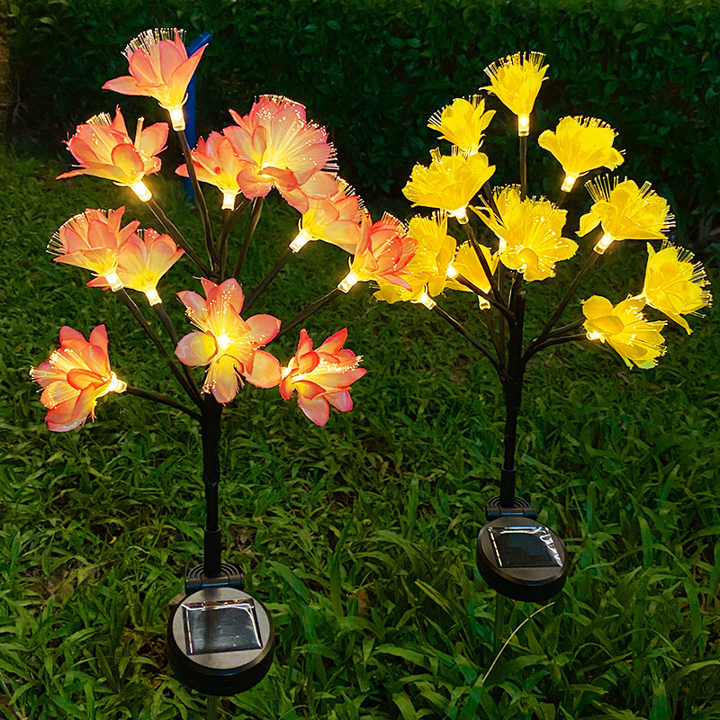 Newish Outdoor Pathway Courtyard Solar Peach Blossom Waterproof Stake Garden Lights