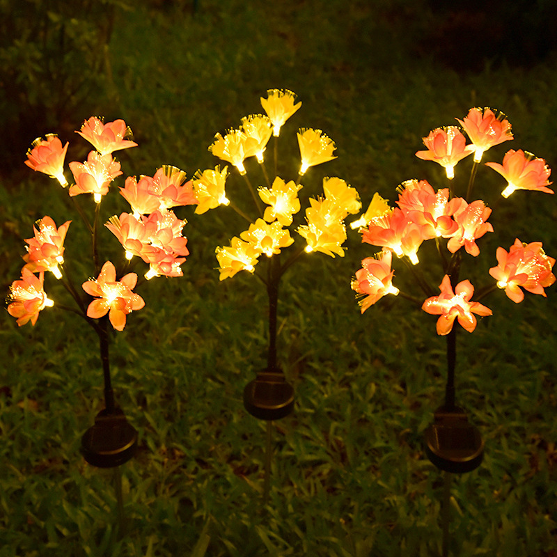 Newish Outdoor Pathway Courtyard Solar Peach Blossom Waterproof Stake Garden Lights