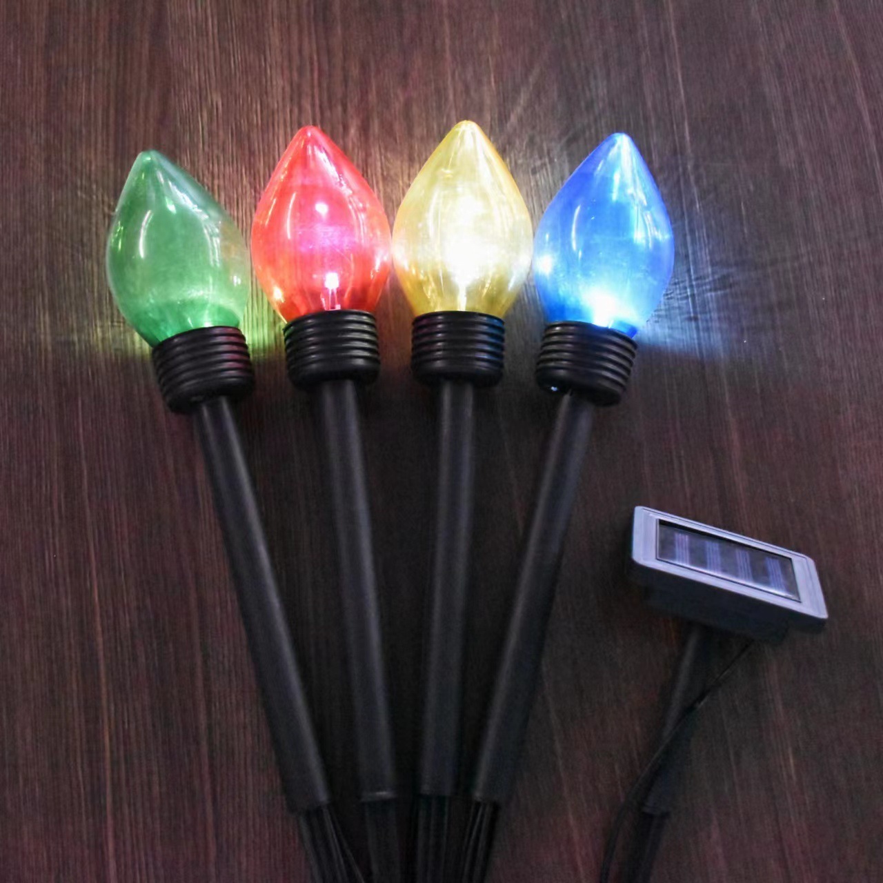 Newish Outdoor Christmas  One Drag Four Plastic Solar Stake Lawn Lights