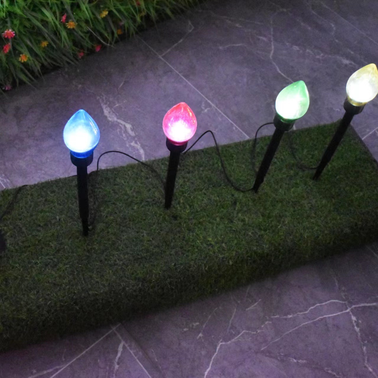 Newish Outdoor Christmas  One Drag Four Plastic Solar Stake Lawn Lights