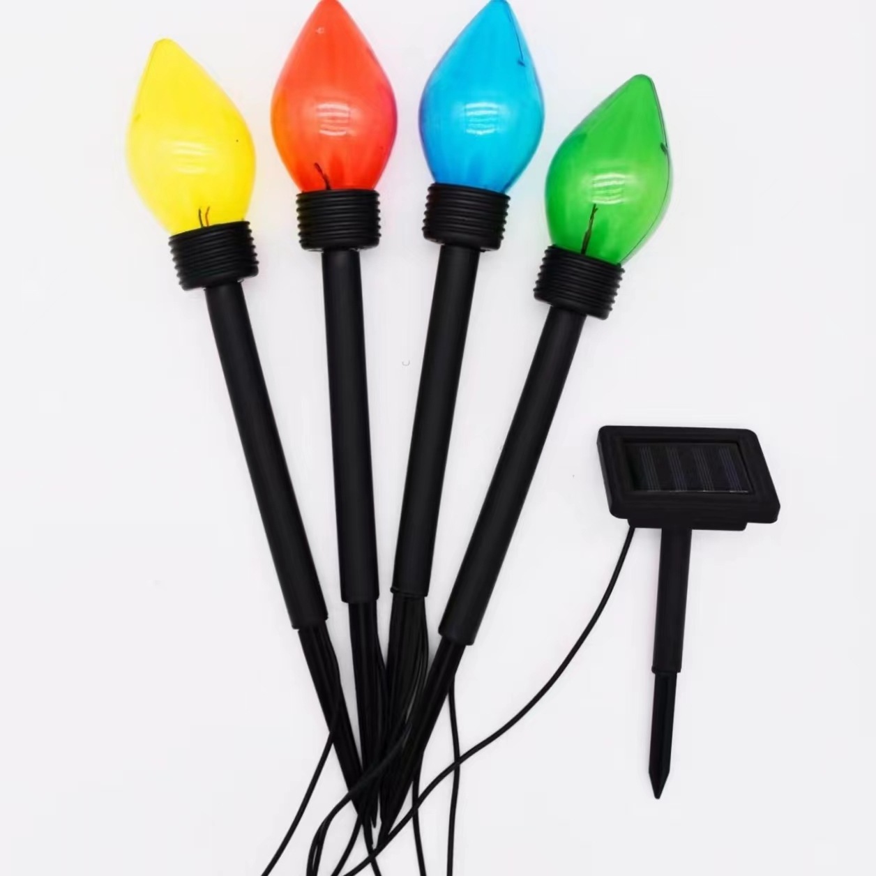 Newish Outdoor Christmas  One Drag Four Plastic Solar Stake Lawn Lights