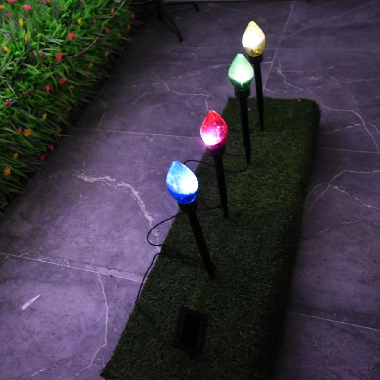 Newish Outdoor Christmas  One Drag Four Plastic Solar Stake Lawn Lights