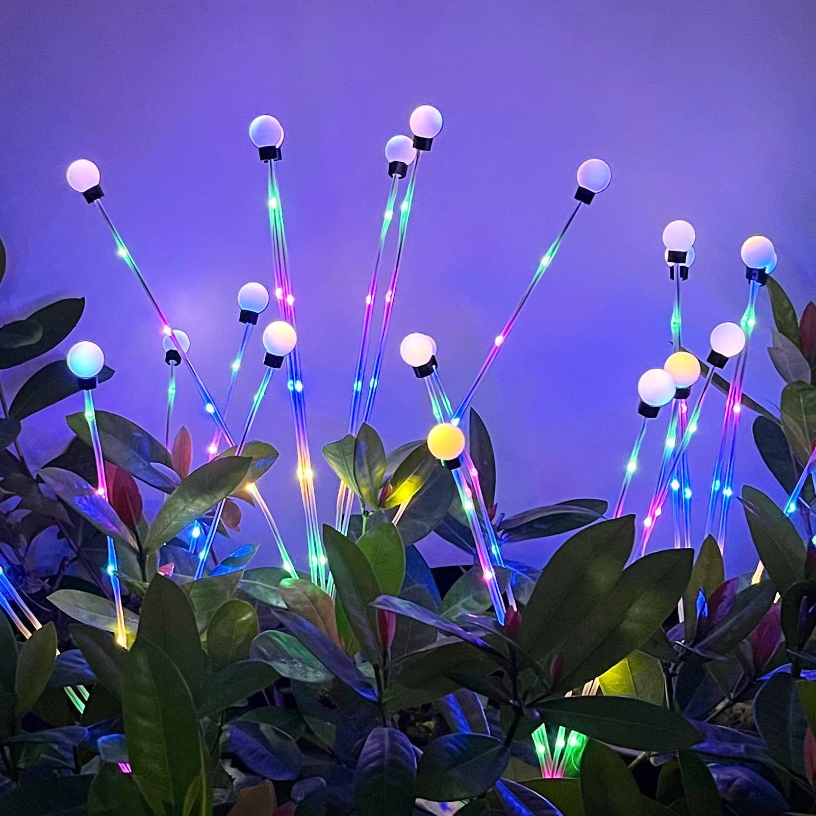 Newish Outdoor Waterproof 6 8 leds Colorful Led Stake Light Starburst Swaying Solar Firefly Lights