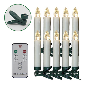 Set of 10  indoor battery operated flameless plastic wireless led candles with remote