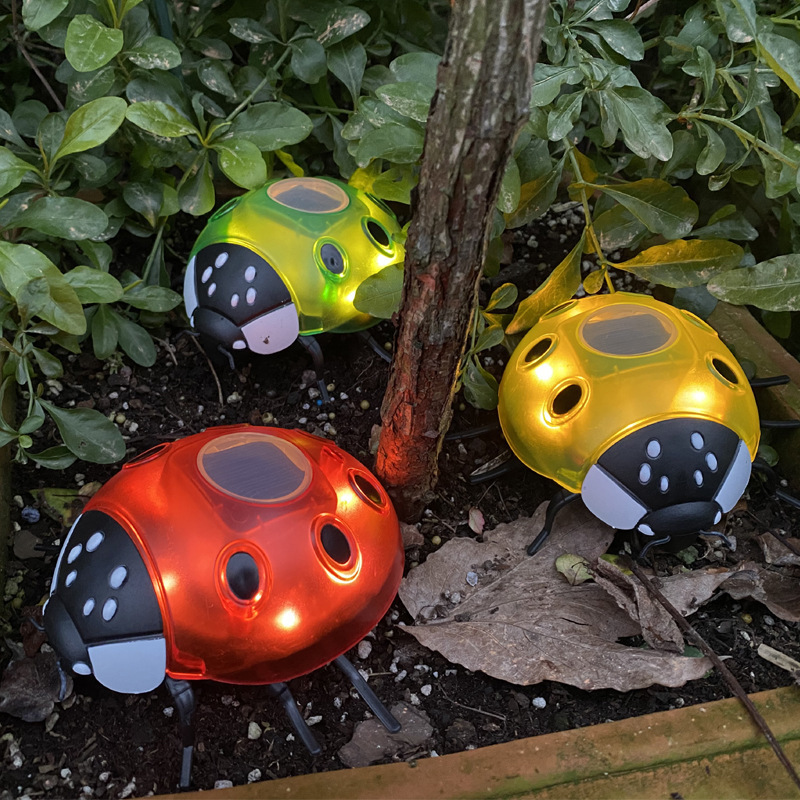 Newish Outdoor Pathway Courtyard Ladybug Solar Simulation Insect Garden Lights