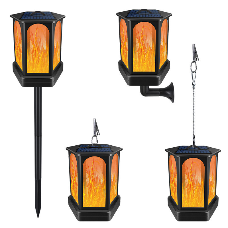 Newish Outdoor Garden Decoration Solar Dancing Flame Torches Hanging Lantern Light