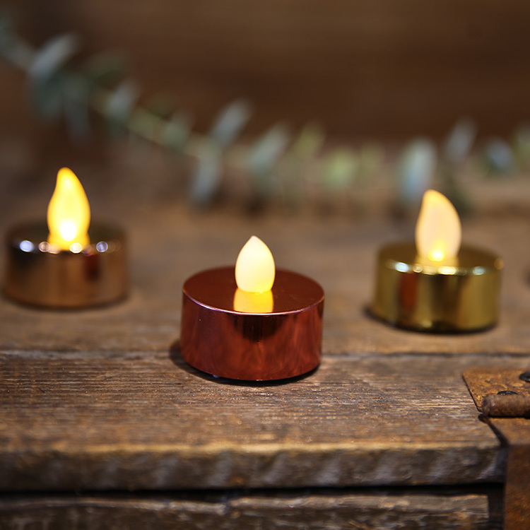 Kanlong UV Electroplate Warm Light  Led Tealight Candle Christmas Party Mini Tea Light Flameless Candle