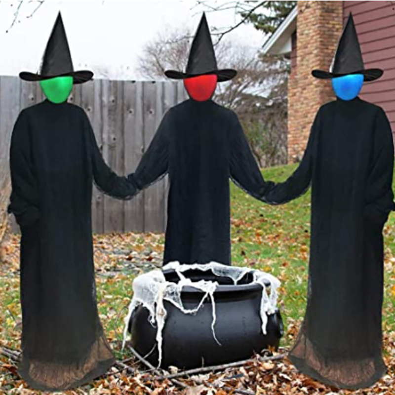 Halloween Decorations Outdoor 3 Pack Light up Witches with Stakes for Yard Creepy Witch Halloween lights