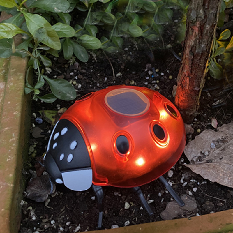 Newish Outdoor Pathway Courtyard Ladybug Solar Simulation Insect Garden Lights