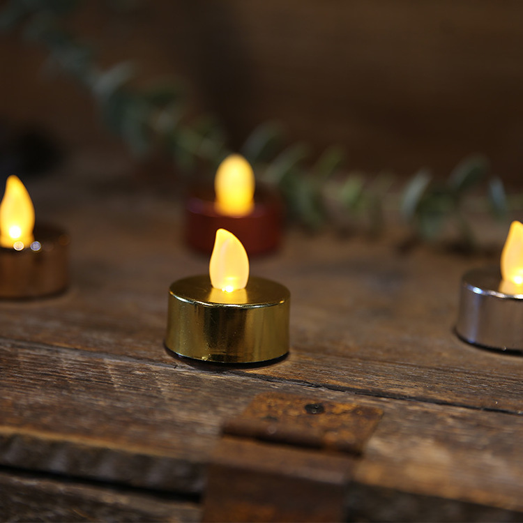 Kanlong UV Electroplate Warm Light  Led Tealight Candle Christmas Party Mini Tea Light Flameless Candle