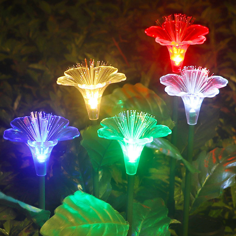 Newish Outdoor Pathway Courtyard Colorful Flowers Solar Stake Garden Lights