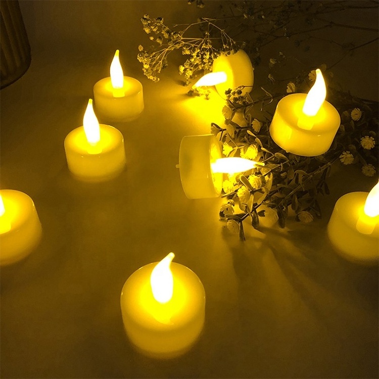 kanlong low price wholesale tealight bulk plastic Christmas wedding home decor tea candles light electric moving flame