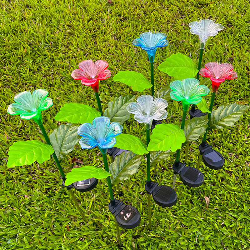 Newish Outdoor Pathway Courtyard Colorful Flowers Solar Stake Garden Lights