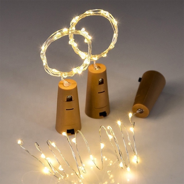 Battery operated wine Bottle stopper 20led Fairy Mini Led Copper Wire String Cork Light For Home Decor