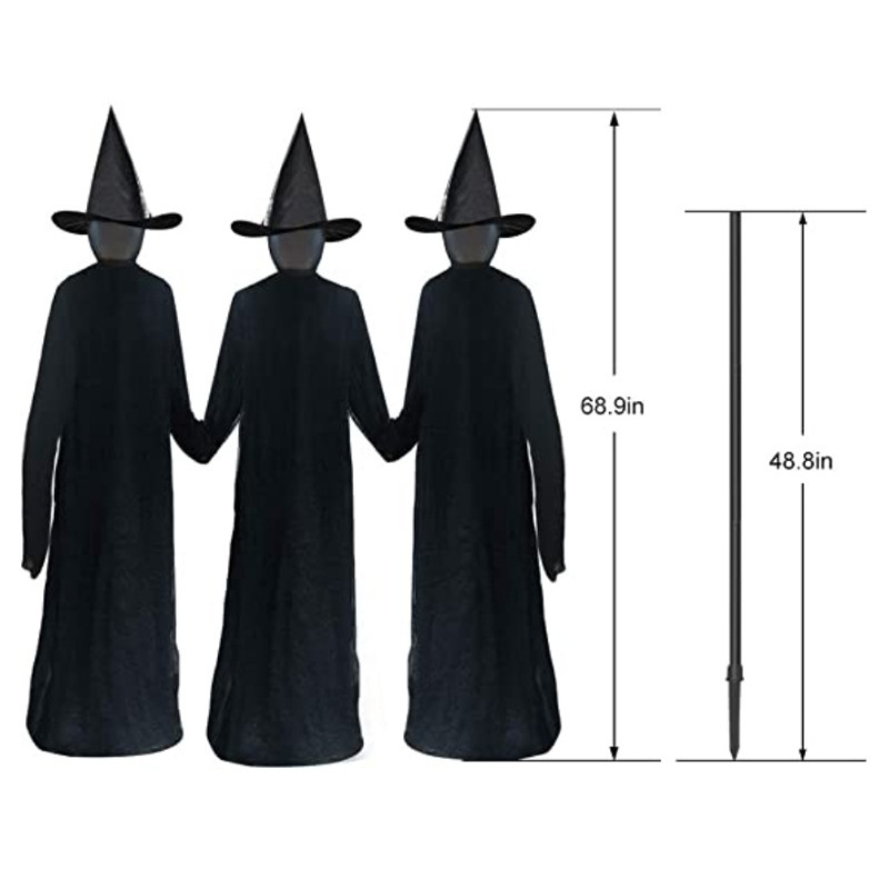 Halloween Decorations Outdoor 3 Pack Light up Witches with Stakes for Yard Creepy Witch Halloween lights