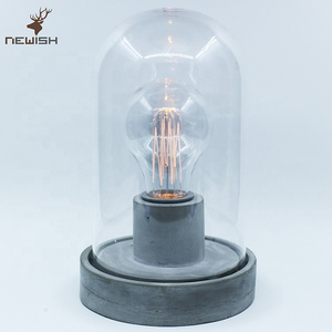 Wireless charger LED cement edison bulb lights battery operated concrete base desk lamp for home hotel decor