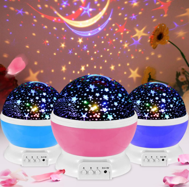 Kanlong laser starry sky projector lamp moon stars night lights battery operated night light for Kids