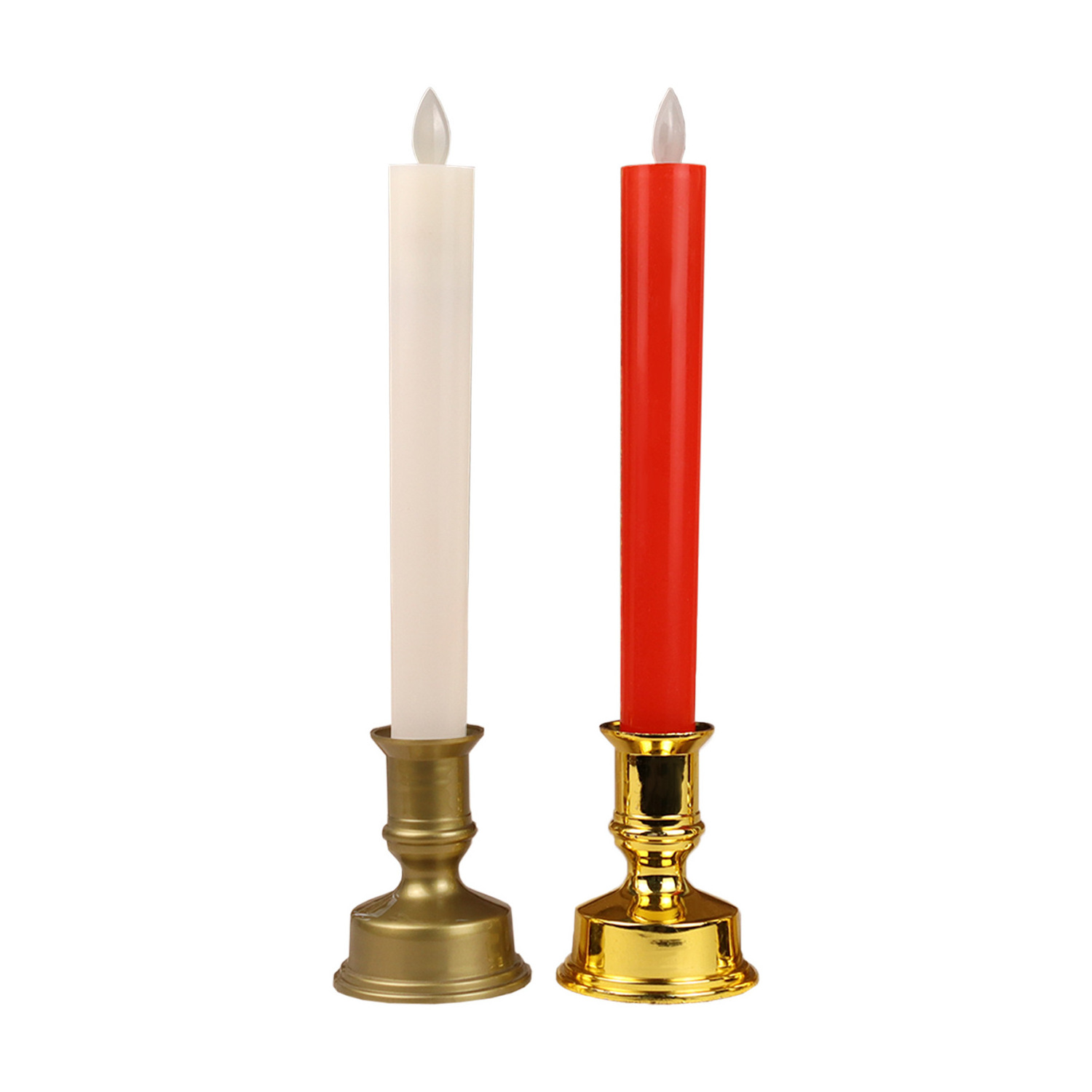 Kanlong battery powered Holiday Interior Decor White led flameless taper candle with candle holder