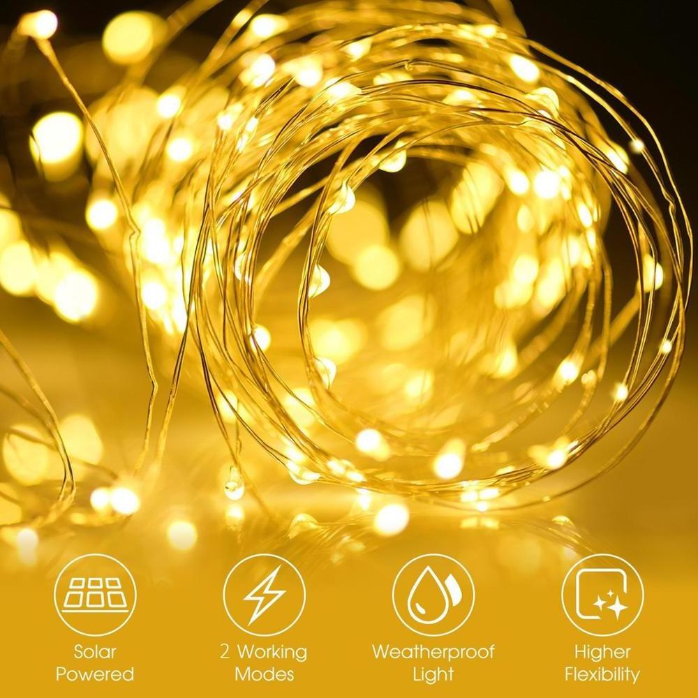 Kanlong 12M outdoor waterproof fairy lights copper wire mini LED solar Christmas string light for garden pation decoration