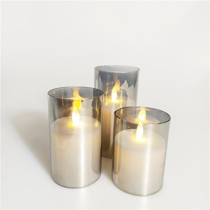 Newish 2022 Flameless Glass cup Battery Operated paraffin LED candle set with timer and remote control